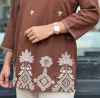 Elegant Pure Cotton 2-Piece Embroidered Co-Ord Set (Top & Bottom)