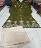 Elegant Pure Cotton 2-Piece Embroidered Co-Ord Set (Top & Bottom)