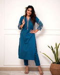 Premium Embroidered Cotton Kurta Set with Kodi Tassels