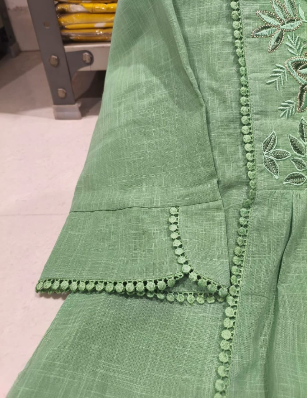 Exquisite Floral Aari Work Kurta Pant Set with Mul Cotton Dupatta