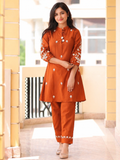 Premium Pure Cotton Embroidered Co-ord Set