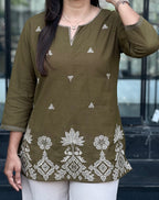 Elegant Pure Cotton 2-Piece Embroidered Co-Ord Set (Top & Bottom)