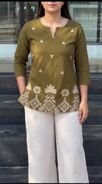 Elegant Pure Cotton 2-Piece Embroidered Co-Ord Set (Top & Bottom)