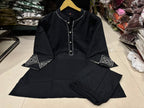 Women's All-Season Premium Cotton Embroidered Co-Ord Set with Pocket Palazzo