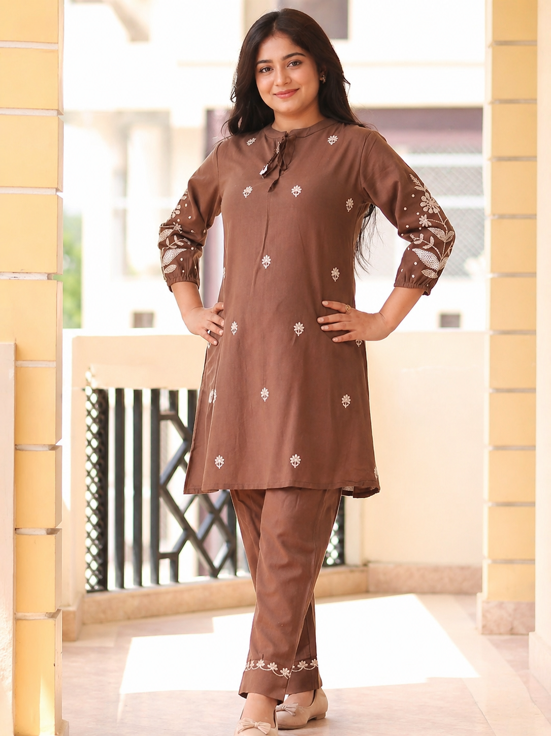 Premium Pure Cotton Embroidered Co-ord Set