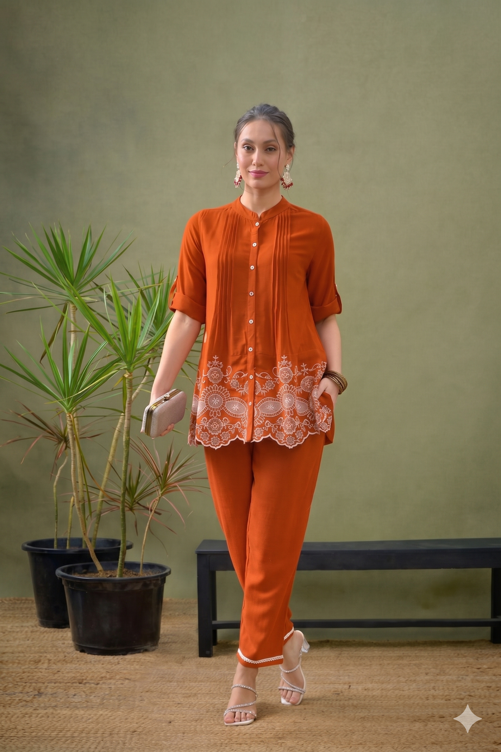 Premium Embroidered Cotton Co-ord Set with Pocket
