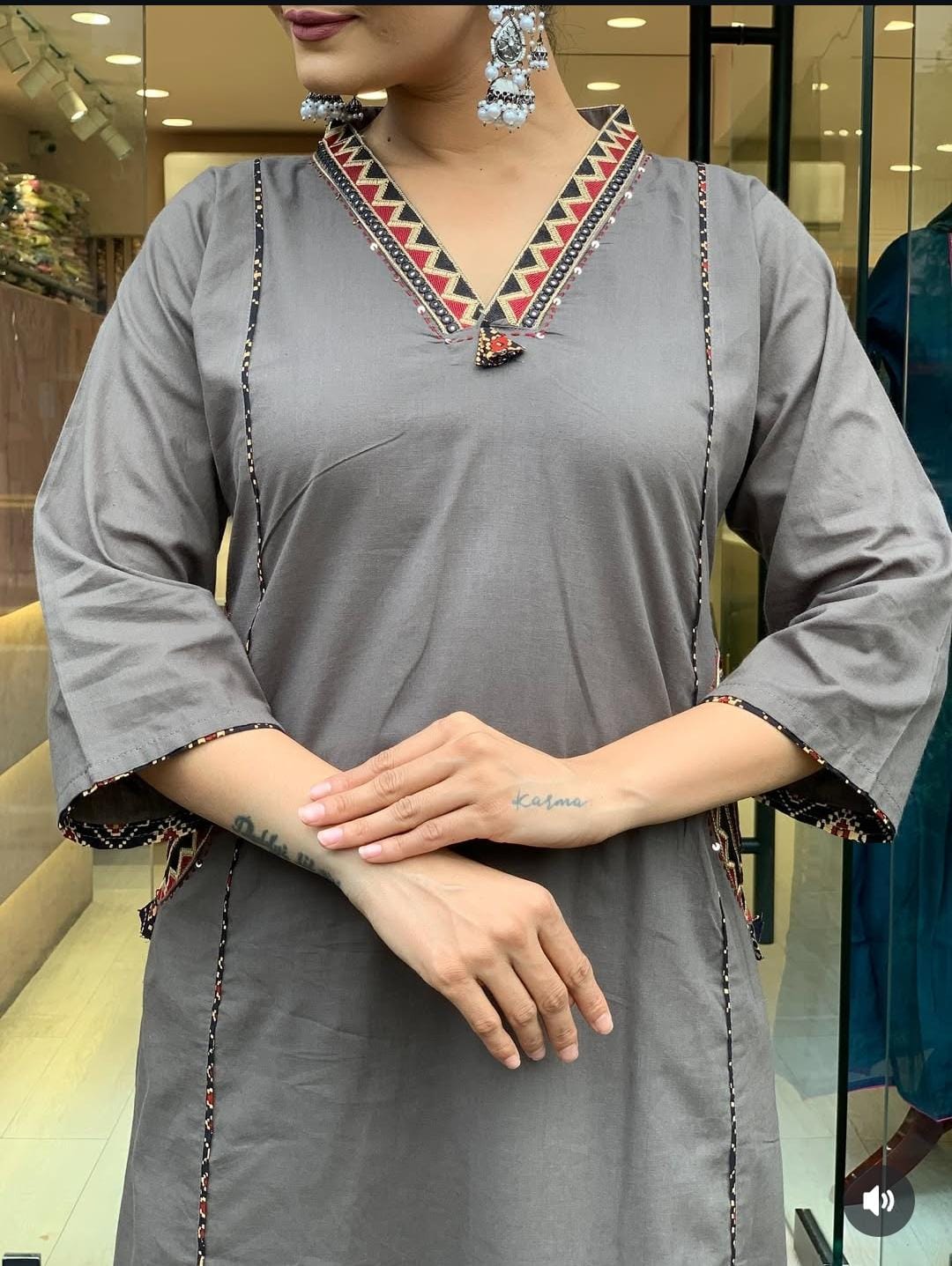 Cotton 3 piece kurti set