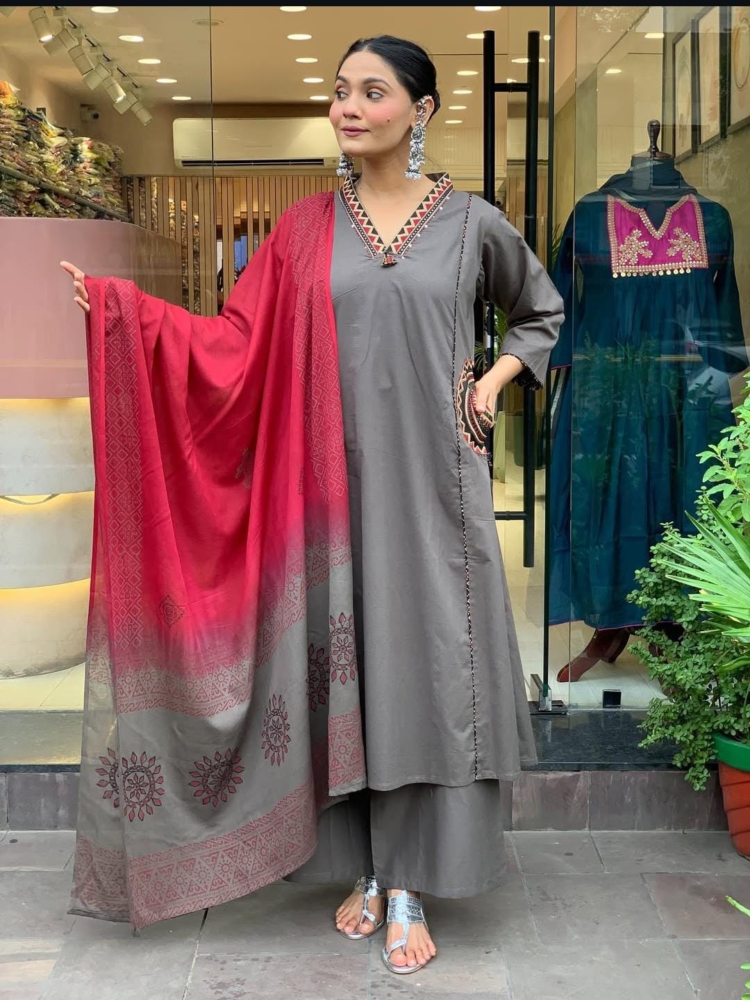 Cotton 3 piece kurti set