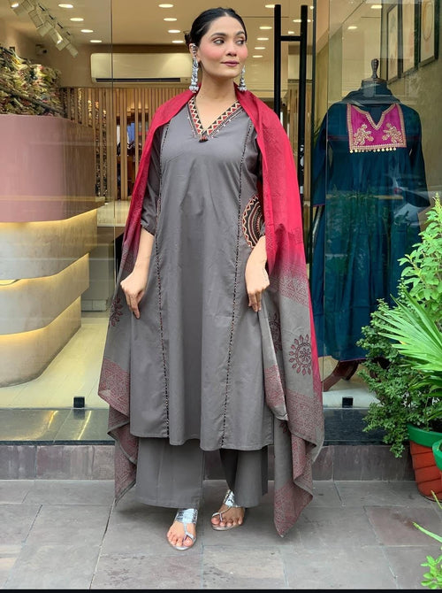 Cotton 3 piece kurti set