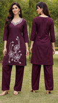 Maroon Embroidered CO-ORD Set