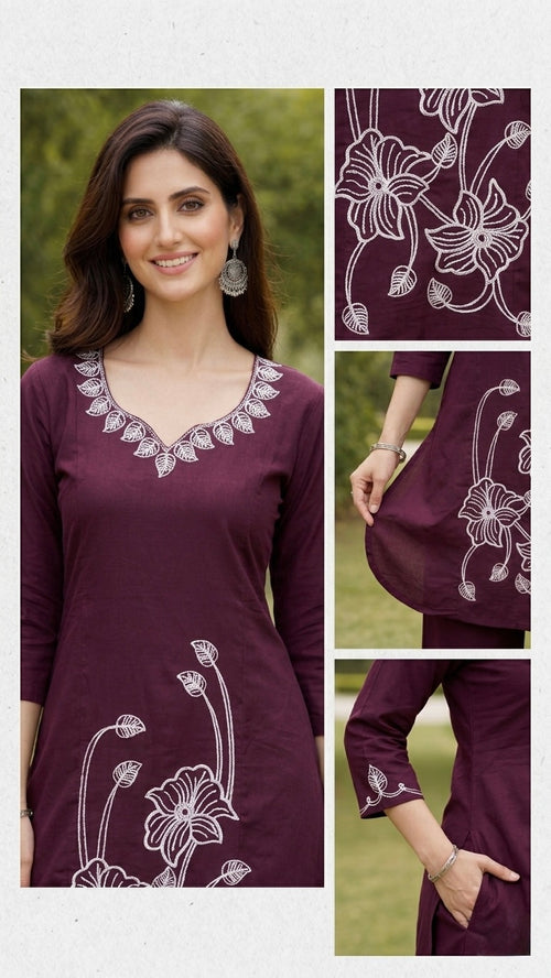 Maroon Embroidered CO-ORD Set