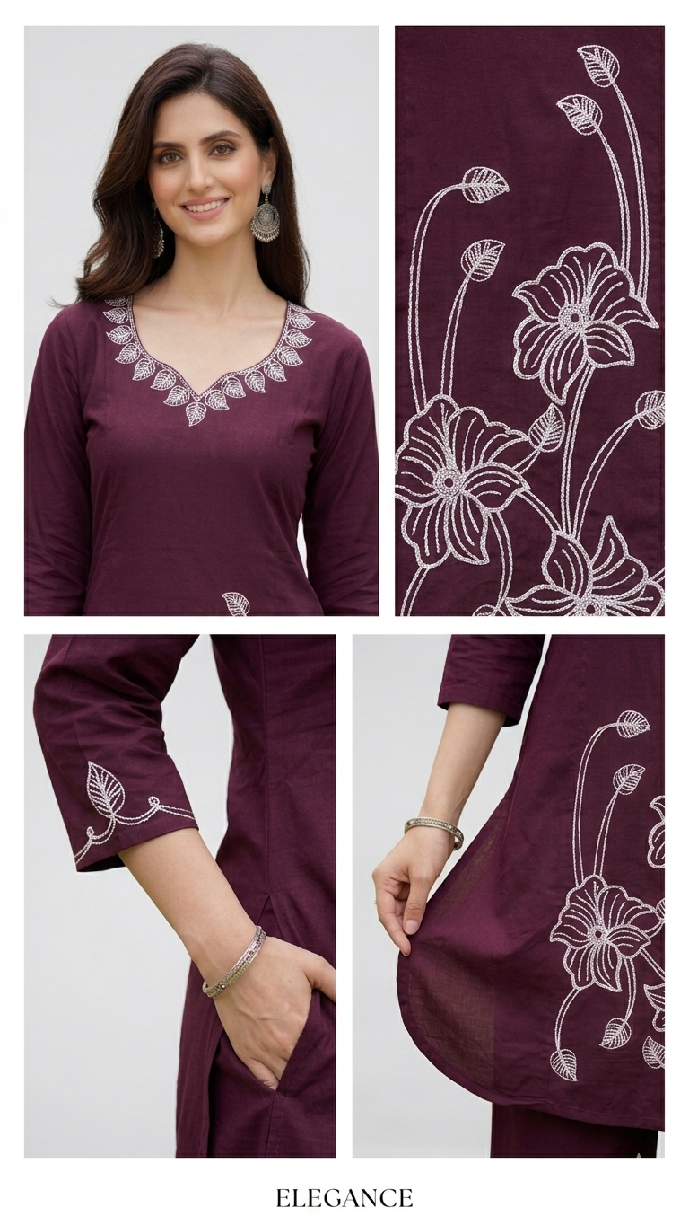 Maroon Embroidered CO-ORD Set