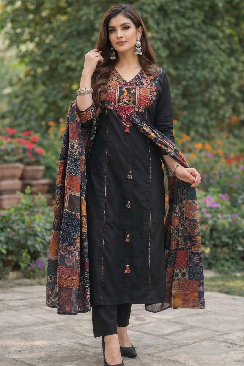 Premium Cotton Kalamkari Print Suit Set