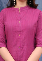 Veyonas By Swati - Elegant Striped Mandarin Collar Tunic Top