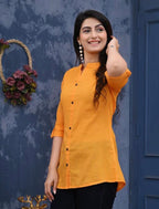 Veyonas By Swati - Elegant Striped Mandarin Collar Tunic Top
