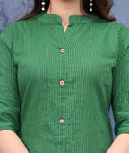 Veyonas By Swati - Elegant Striped Mandarin Collar Tunic Top
