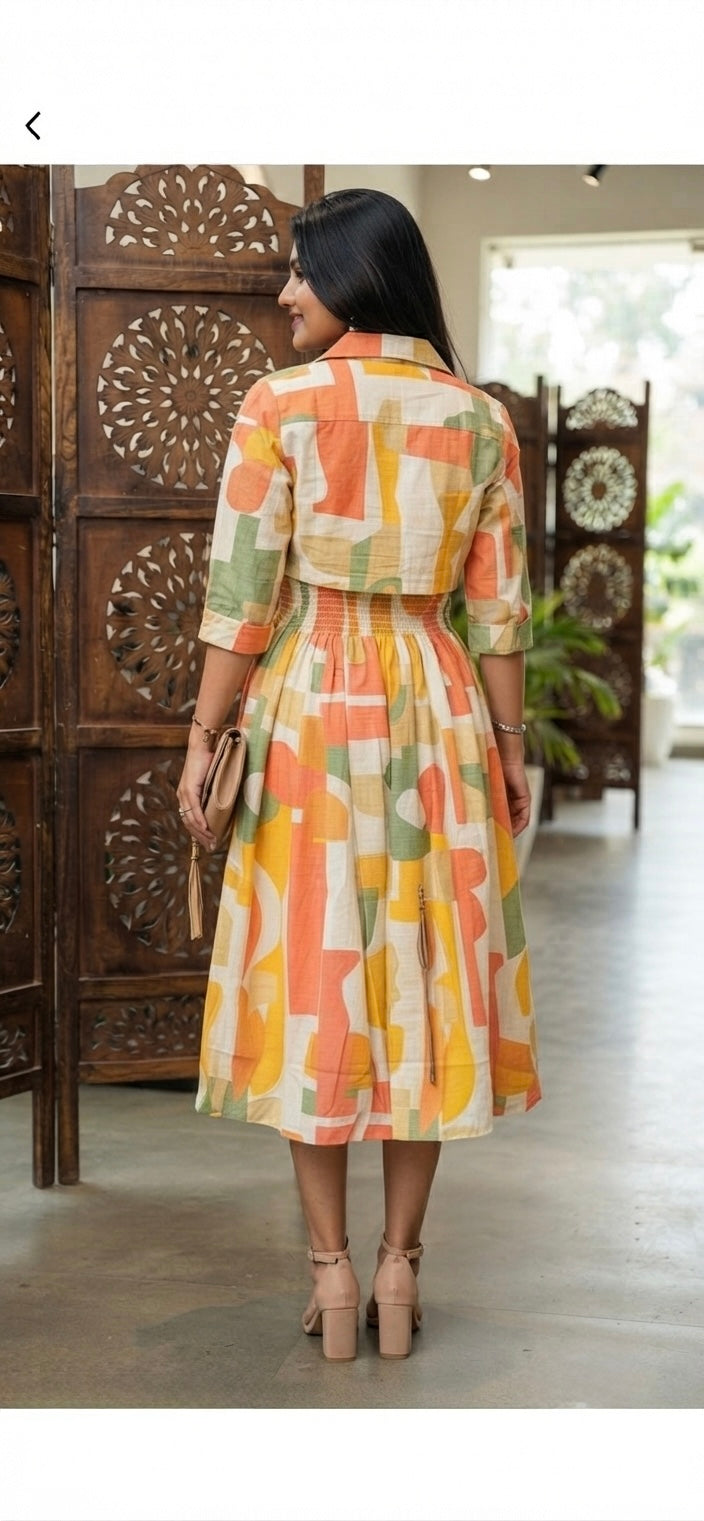 ✨ Stylish Abstract Printed One-Piece Dress Set ✨
