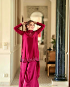 Stitched Crep Silk Suit
