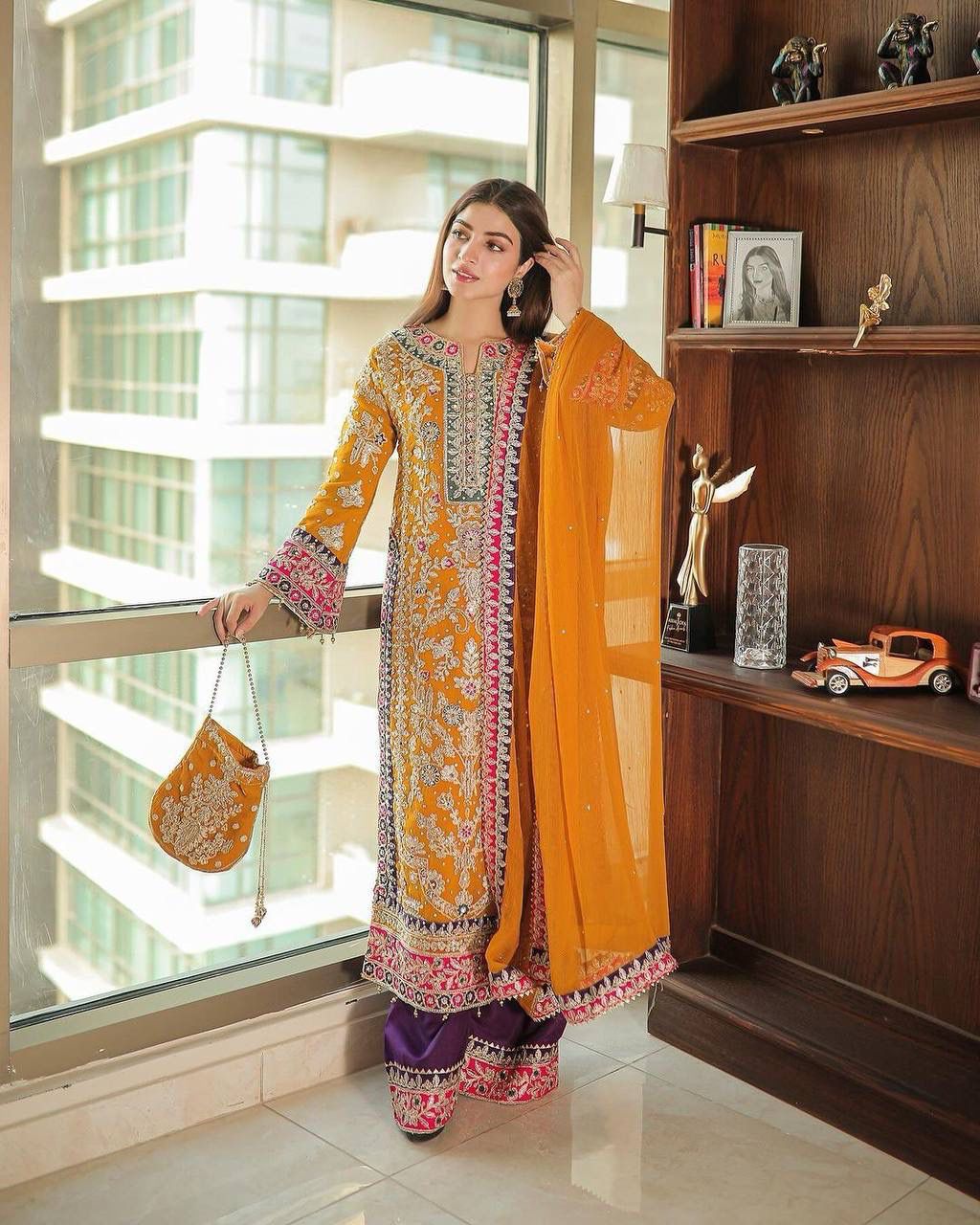 Premium Georgette Real Mirror and Embroidery ✨