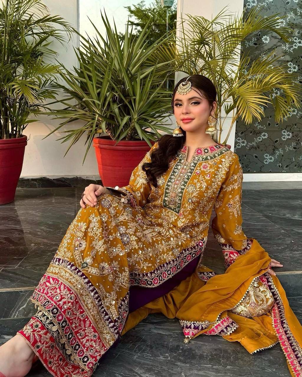 Premium Georgette Real Mirror and Embroidery ✨