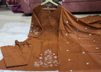 Elegant Cotton Embroidered A-Line Suit Set