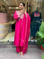 Beautiful Embroidered Cotton Kurti Set