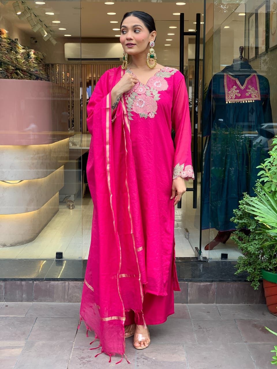 Beautiful Embroidered Cotton Kurti Set