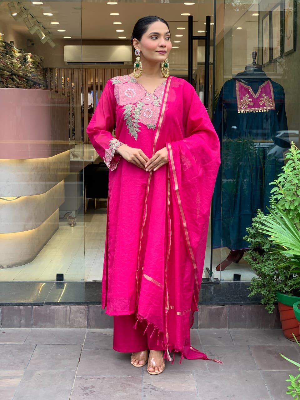 Beautiful Embroidered Cotton Kurti Set