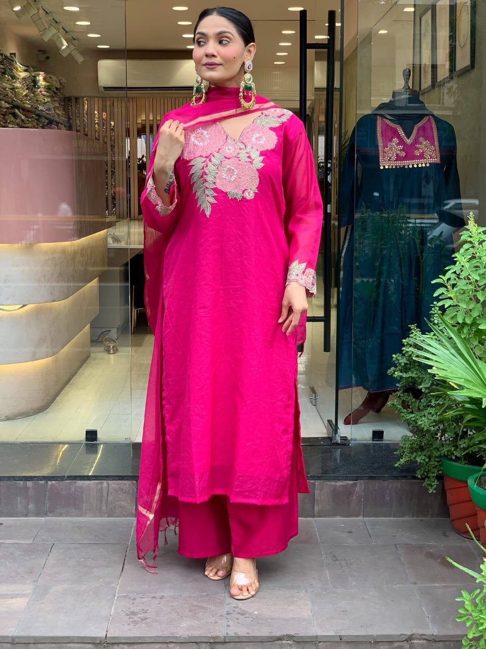 Beautiful Embroidered Cotton Kurti Set
