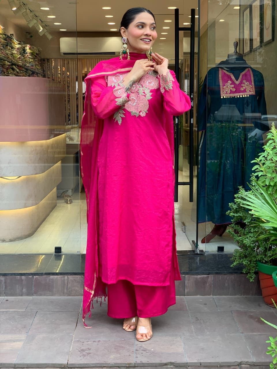 Beautiful Embroidered Cotton Kurti Set