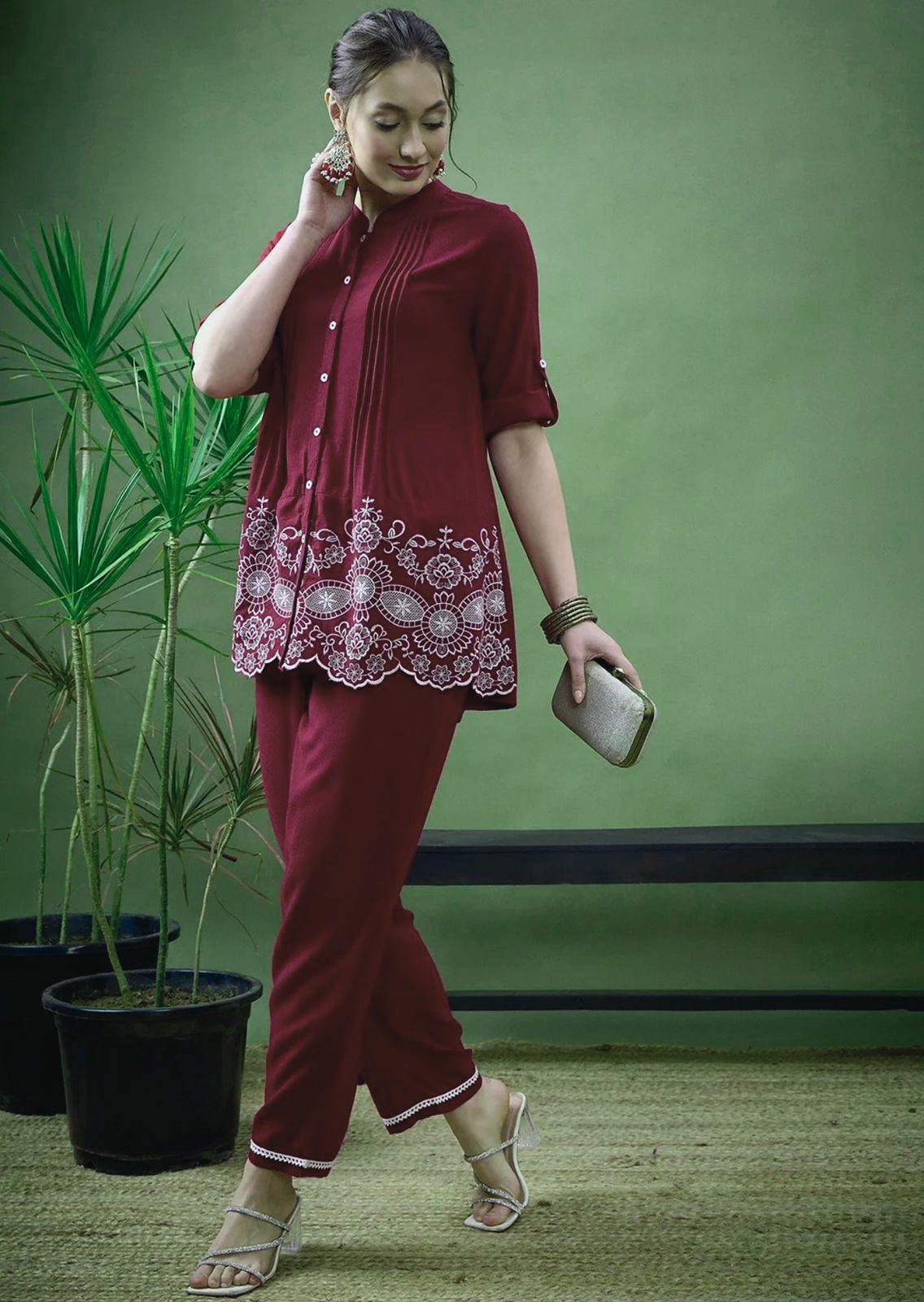 Premium Embroidered Cotton Co-ord Set with Pocket