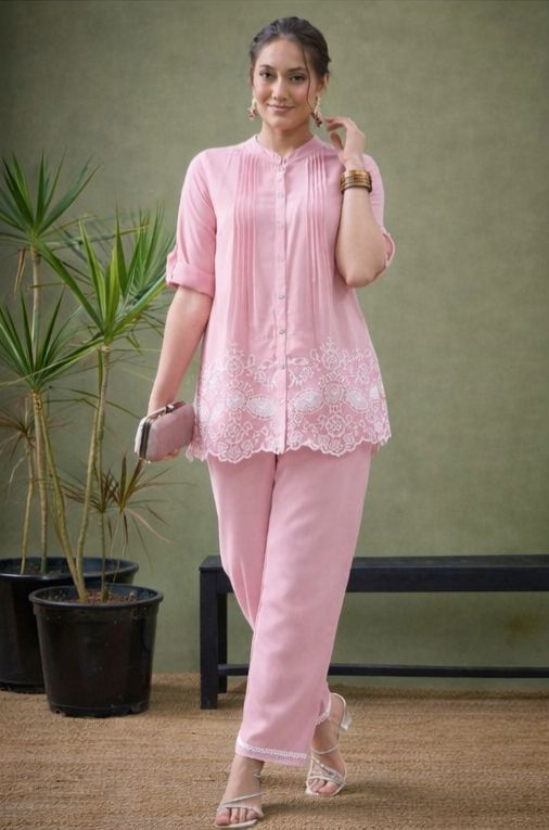 Premium Embroidered Cotton Co-ord Set with Pocket