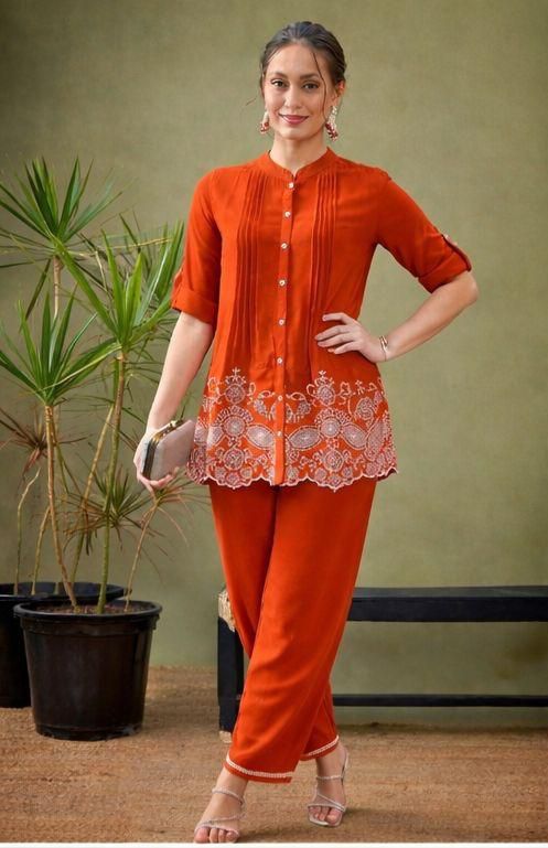 Premium Embroidered Cotton Co-ord Set with Pocket
