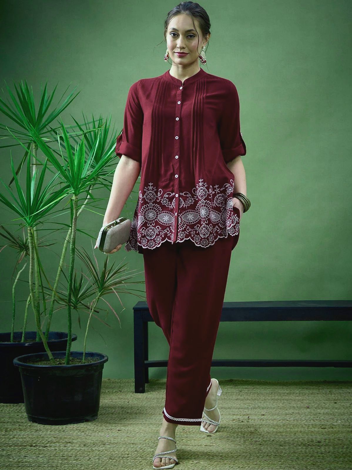 Premium Embroidered Cotton Co-ord Set with Pocket