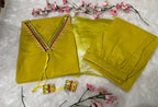 Premium Embroidered Cotton Straight Kurta Set with Tie-Dye Dupatta