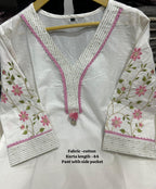 Premium Embroidered Cotton Kurta Set with Kodi Tassels