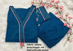 Premium Embroidered Cotton Kurta Set with Kodi Tassels