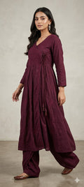 Trending Kedia Style Lakhnawi Work 3 piece kurti Set