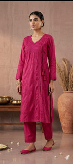 Trending Kedia Style Lakhnawi Work 3 piece kurti Set