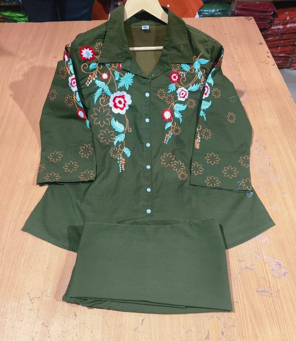 Premium Pure Cotton Embroidered Co-ord Set