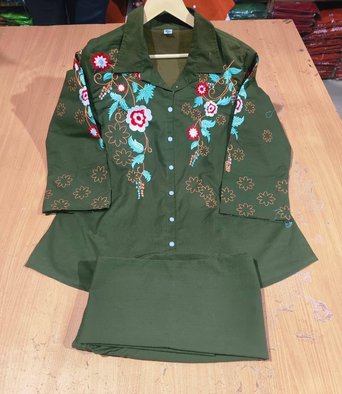 Premium Pure Cotton Embroidered Co-ord Set