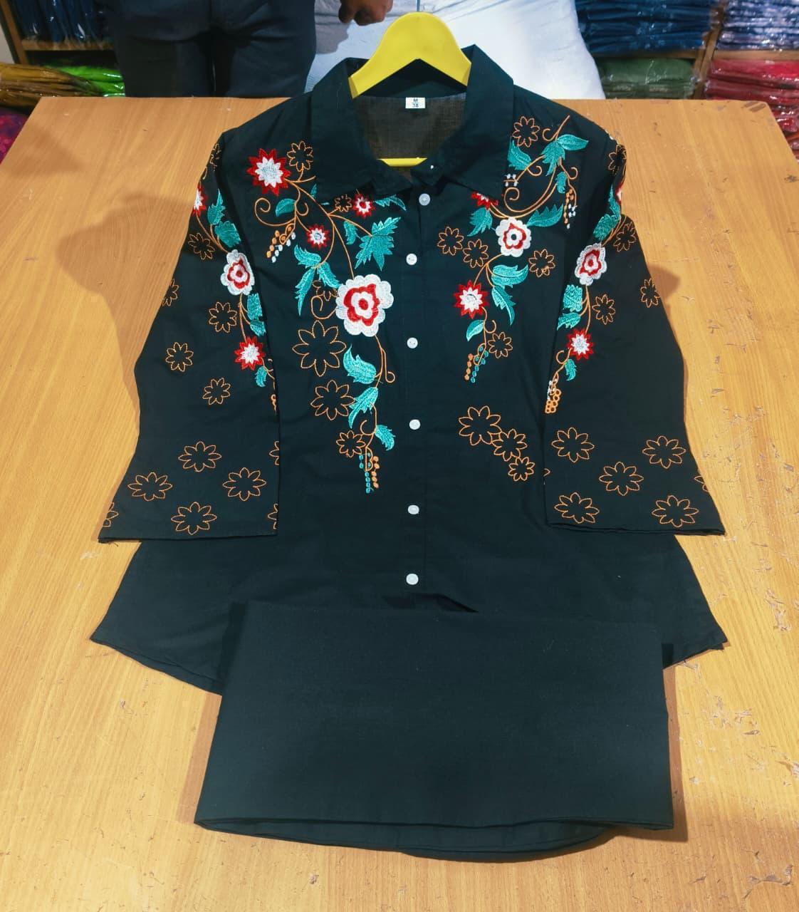 Premium Pure Cotton Embroidered Co-ord Set