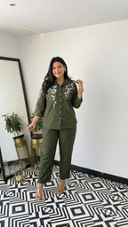 Premium Pure Cotton Embroidered Co-ord Set
