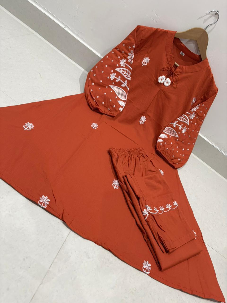 Premium Pure Cotton Embroidered Co-ord Set