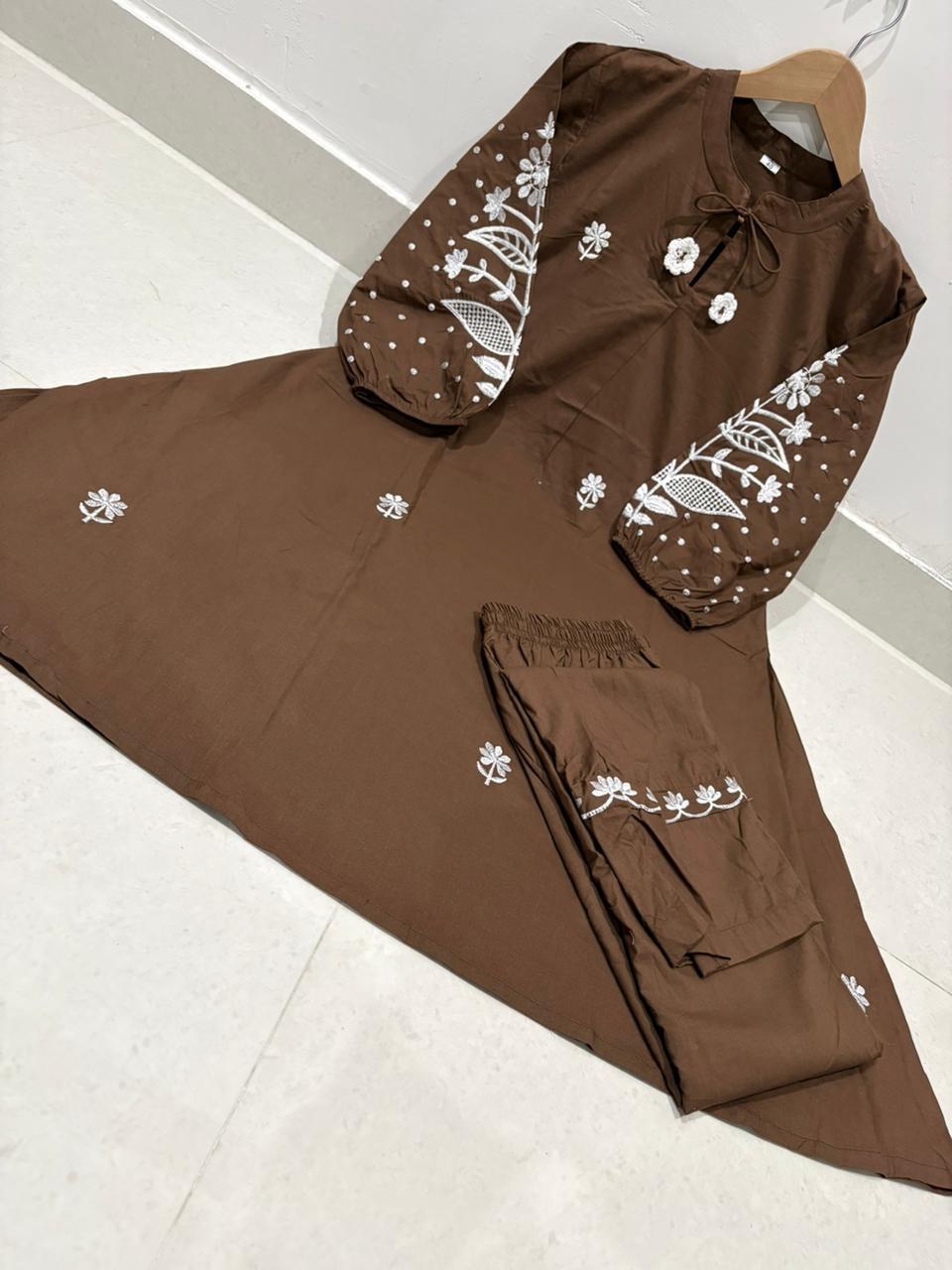 Premium Pure Cotton Embroidered Co-ord Set