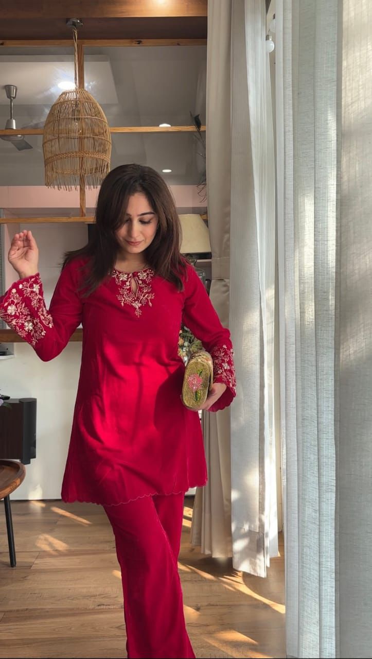 Cotton Hand Embroidery Co-ord Set