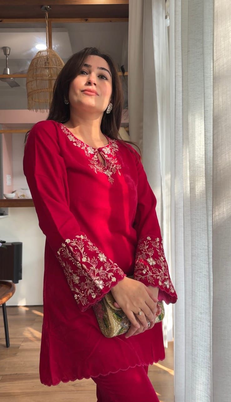 Cotton Hand Embroidery Co-ord Set