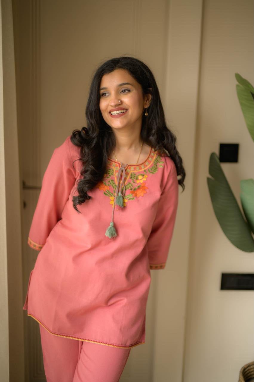 Premium Embroidered Cotton Slub Co-ord Set