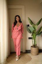Premium Embroidered Cotton Slub Co-ord Set