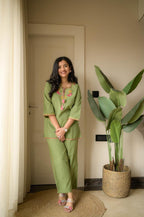 Premium Embroidered Cotton Slub Co-ord Set